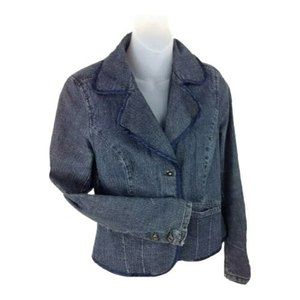 Dollhouse Womens Juniors Sz M Fully Lined Fitted Denim Jacket Blazer Waistcoat